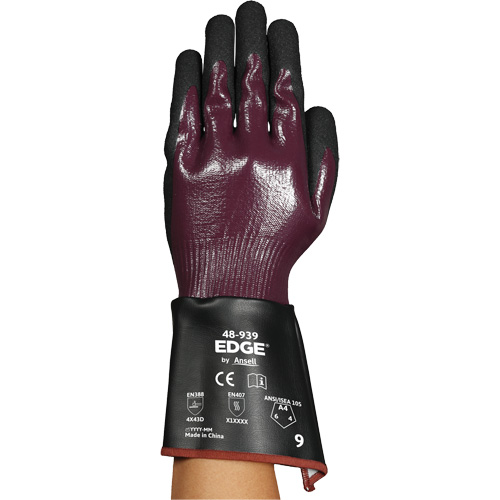 Gants &agrave; manchette 48-939 EDGE, Taille 6, Calibre 13, Rev&ecirc;tement Nitrile, Enveloppe en Polyester/PEHP/Spandex, ASTM ANSI niveau A4 MAS Chibougamau