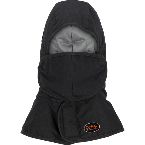 Doublure matelass&eacute;e ignifug&eacute;e Pioneer 765A pour casque de s&eacute;curit&eacute; avec un long cou et embout buccal amovible, Noir/Gris, Coton/FR-Tech/Modacrylique/Nylon MAS Chibougamau
