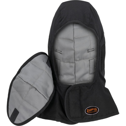 Doublure matelass&eacute;e ignifug&eacute;e Pioneer 765A pour casque de s&eacute;curit&eacute; avec un long cou et embout buccal amovible, Noir/Gris, Coton/FR-Tech/Modacrylique/Nylon MAS Chibougamau
