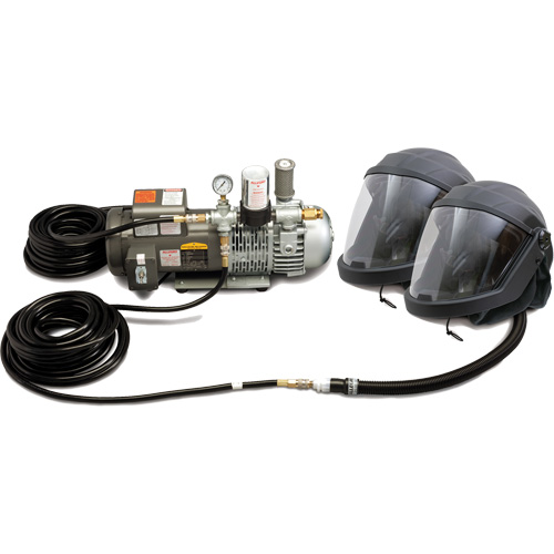 Syst&egrave;me de casque et de protection respiratoire &agrave; adduction d'air DEFENDER pour 2 travailleur MAS Chibougamau
