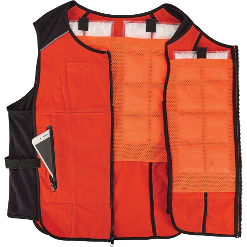 Chill-Its 6260 Lightweight Phase Change Cooling Vest with Rechargeable Packs, Large/X-Large, Orange MAS Chibougamau