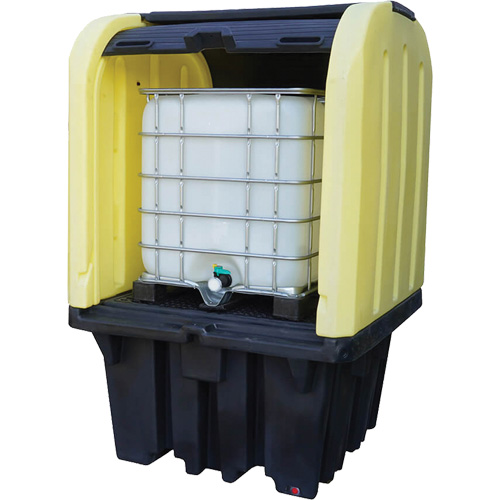 Yellow Roll Top Hardcover Spill Pallet, 65" L x 65" W x 101" H, 5000 lbs. Load Capacity MAS Chibougamau