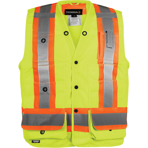 Veste haute visibilit&eacute; pour arpenteur, Orange haute visibilit&eacute;, Petit, Polyester MAS Chibougamau