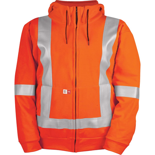 High-Visibility Wind Resistant Zip-Front Sweatshirt with DetachableHood, Men's, 4X-Large, High Visibility Orange, 27.7 cal/cm² MAS Chibougamau