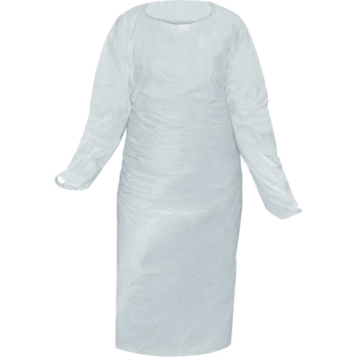 CoverMe Gown with Thumbholes, One Size, White, Polyethylene MAS Chibougamau