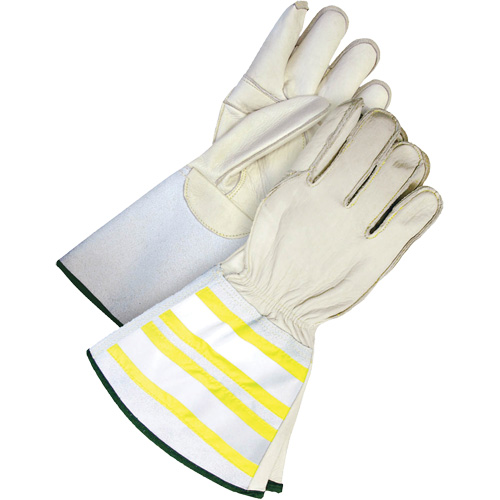 High-Visibility Utility Gloves with 6.25" Cuff, Large, Grain Cowhide Palm MAS Chibougamau