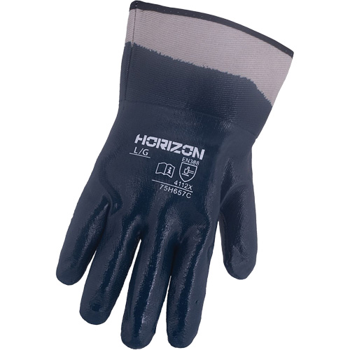 Horizon&reg; Navy Gloves with Pasted Cuffs, X-Large, Nitrile Coating, Jersey/Cotton Shell MAS Chibougamau