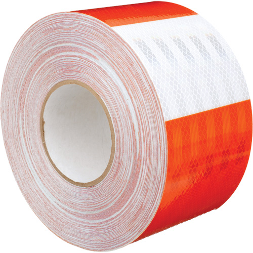 Pellicule souple pour chantiers routiers &agrave; haute intensit&eacute; 382VHIP, 5" la x 150' lo, Orange et blanc MAS Chibougamau