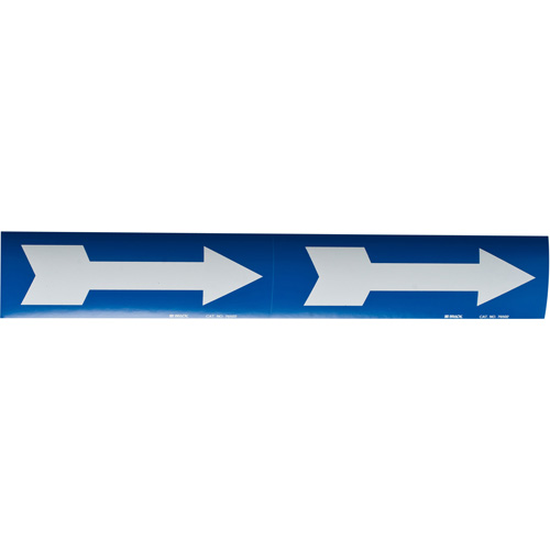 Arrow Pipe Markers, Self-Adhesive, 4" H x 12" W, White on Blue MAS Chibougamau