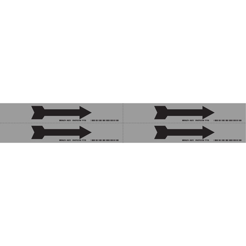 Arrow Pipe Marker, Self-Adhesive, 1-1/8" H x 7" W, Black on Aluminum MAS Chibougamau