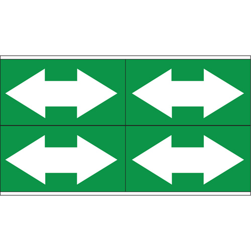 Dual Direction Arrow Pipe Markers, Self-Adhesive, 1-1/8" H x 7" W, White on Green MAS Chibougamau
