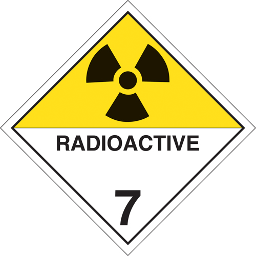 Plaque-&eacute;tiquette TMD mati&egrave;res radioactives, Carton MAS Chibougamau
