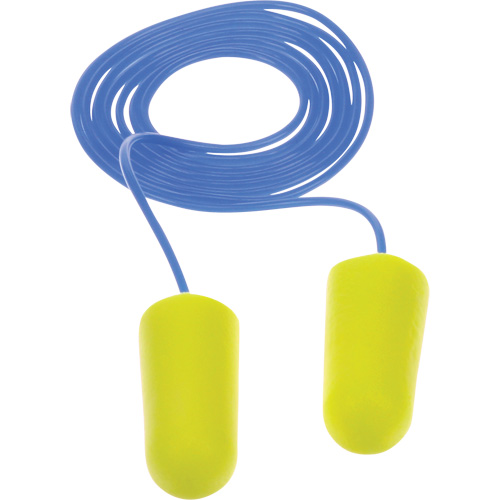 Bouchons d'oreilles n&eacute;on jaune E-A-Rsoft, Vrac - Sac en poly, Grand, Avec cordon MAS Chibougamau