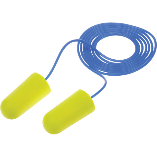 Bouchons d'oreilles n&eacute;on jaune E-A-Rsoft, Vrac - Sac en poly, Grand, Avec cordon MAS Chibougamau