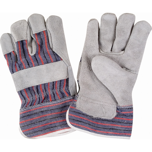 Rugged Fitters Gloves, Large, Split Cowhide Palm, Cotton Inner Lining MAS Chibougamau