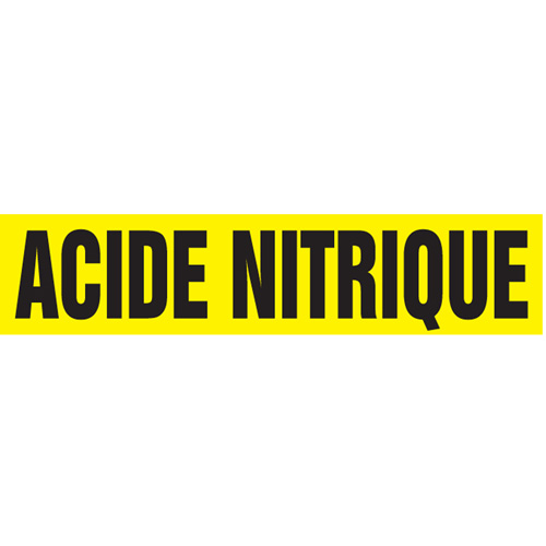 Marqueurs de tuyau "Acide Nitrique", Autocollant, 2-1/2" h x 12" la, Noir sur jaune MAS Chibougamau
