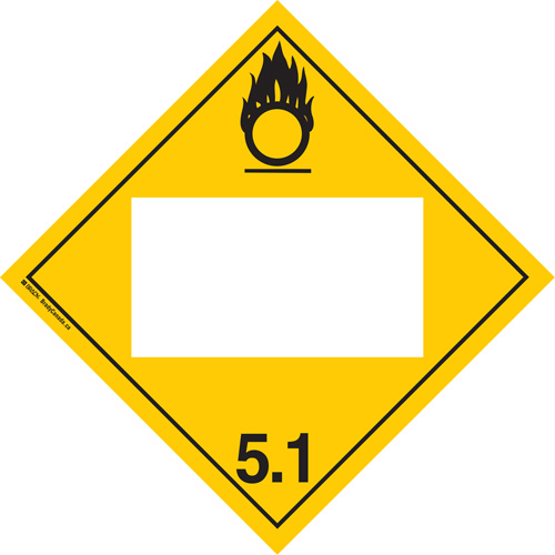 Oxidizer TDG Placard, Adhesive Vinyl MAS Chibougamau