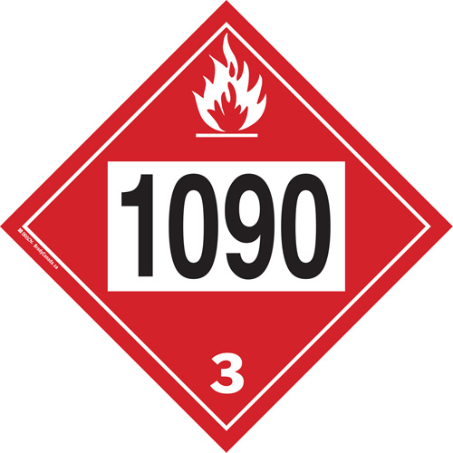 1090 Acetone Flammable Liquid TDG Placard, Plastic MAS Chibougamau