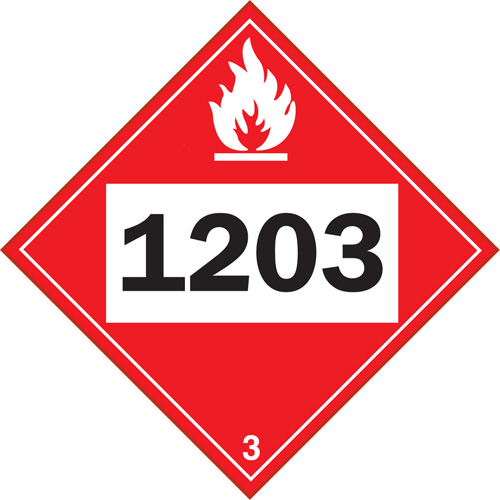 1203 Gasohol & Gasoline Flammable Liquid TDG Placard, Adhesive Vinyl MAS Chibougamau