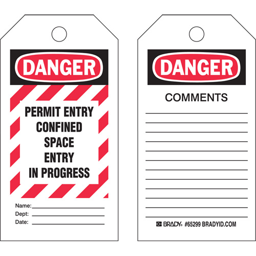 &eacute;tiquettes Confined Space, Polyester, 3" la x 5-3/4" h, Anglais MAS Chibougamau