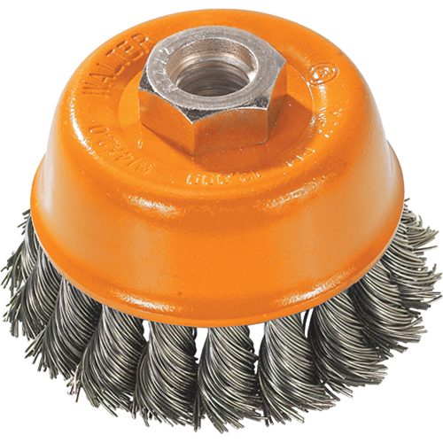 Knot-Twisted Wire Cup Brush, 3" Dia. x 5/8"-11 Arbor MAS Chibougamau
