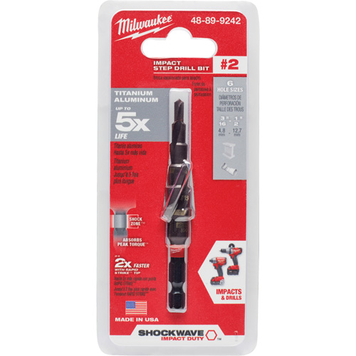 Foret &eacute;tag&eacute; #2 Shockwave Impact Duty, 3/16" - 1/2", Incr&eacute;ments de 1/16", Titane MAS Chibougamau