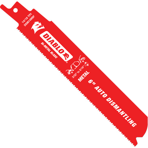Reciprocating Blade for Auto Dismantling, Bi-Metal, 10-14 TPI, 6" L x 1" W MAS Chibougamau