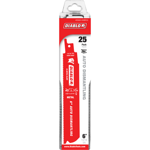 Reciprocating Blade for Auto Dismantling, Bi-Metal, 14-18 TPI, 6" L x 1" W MAS Chibougamau