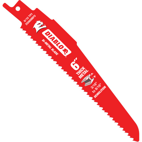 Reciprocating Blade for Thick Metal/Demolition, Bi-Metal, 8-10 TPI, 6" L MAS Chibougamau