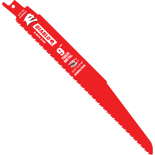 Reciprocating Blade for Thick Metal/Demolition, Bi-Metal, 8-10 TPI, 9" L MAS Chibougamau