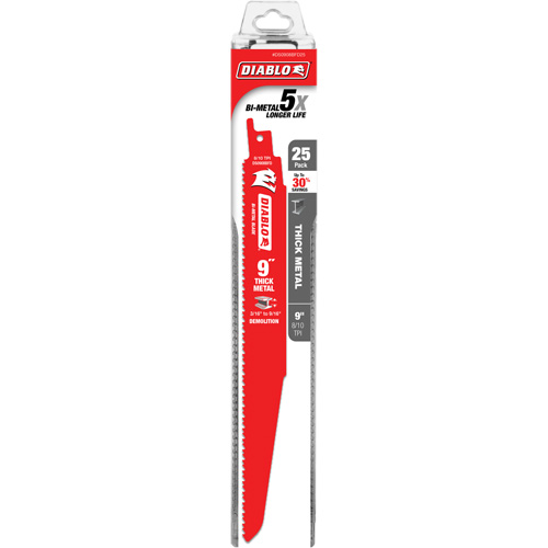 Lame de scie alternative pour la d&eacute;molition et les m&eacute;taux &eacute;pais, Bim&eacute;tal, 8-10 Dents par pouce, 9" lo MAS Chibougamau