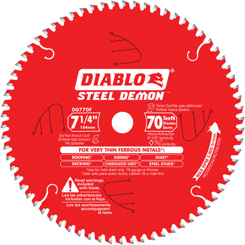 Steel Demon Cutting Saw Blade, 7-1/4", 70 Teeth, Metal Use MAS Chibougamau