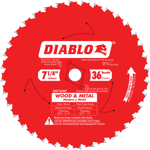 Steel Demon Cermet II Saw Blade, 7-1/4", 36 Teeth, Metal Use MAS Chibougamau
