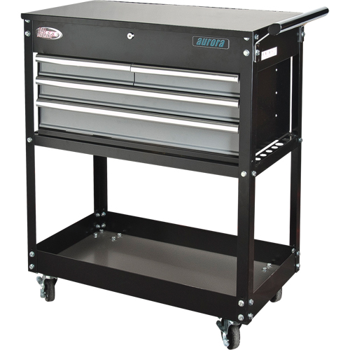 Utility Cart, 4 Drawers, 18" L x 33" W x 39" H, Black MAS Chibougamau