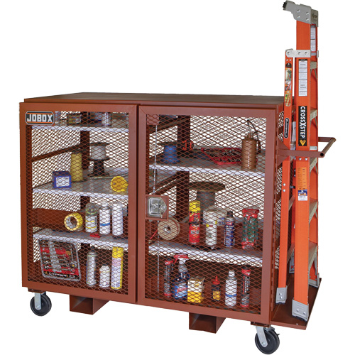Mobile Mesh Cabinet, Steel, 49 Cubic Feet, Red MAS Chibougamau
