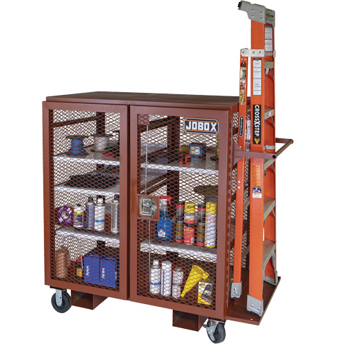 Mobile Mesh Cabinet, Steel, 37 Cubic Feet, Red MAS Chibougamau