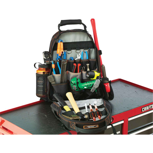 Arsenal&reg; 5843 Tool Backpack, 13-1/2" L x 8-1/2" W, Black, Polyester MAS Chibougamau
