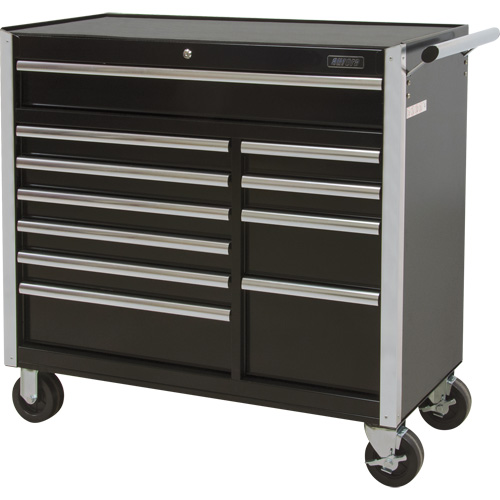 Industrial Tool Cart, 11 Drawers, 41" W x 18-3/4" D x 39-1/3" H, Black MAS Chibougamau