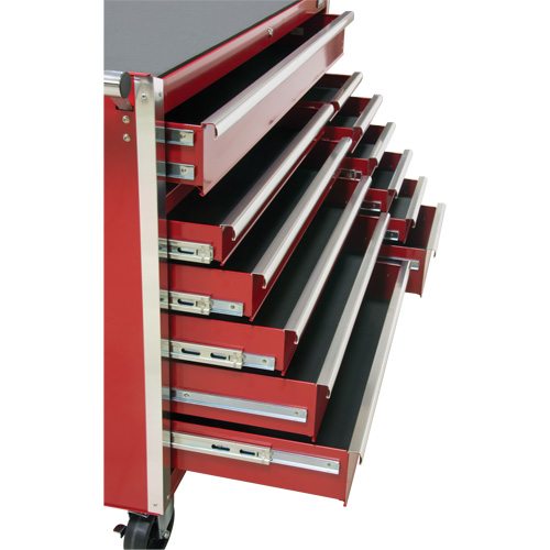 Industrial Tool Cart, 12 Drawers, 56" W x 24-1/2" D x 38-1/8" H, Red MAS Chibougamau