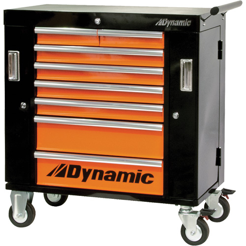 Armoire roulante, 8 tiroirs, 36" la x 18" p x 39-1/4" h, Noir/Orange MAS Chibougamau
