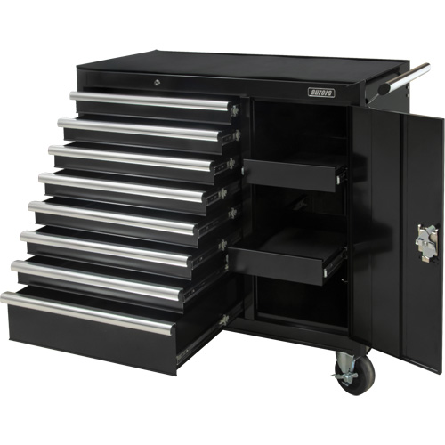 Industrial Tool Cart, 8 Drawers, 44-3/10" W x 21-1/10" D x 36-7/10" H, Black MAS Chibougamau