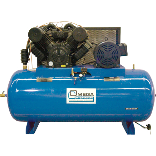 Compresseurs d'air s&eacute;rie industrielle - Compresseurs horizontaux - Deux &eacute;tages, 200 gal. (240 gal. US) MAS Chibougamau