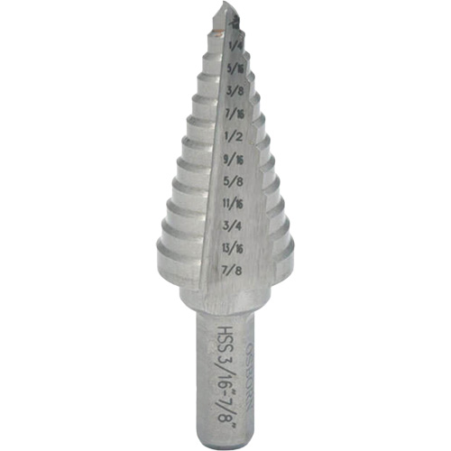 Progressive Step Drill, 1/4" - 3/8" , 1/8" Increments, High Speed Steel MAS Chibougamau