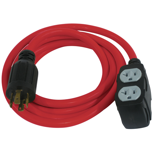 Generator Extension Cord, SJTW, 12/3 AWG, 30 A, 4 Outlet(s), 10' MAS Chibougamau