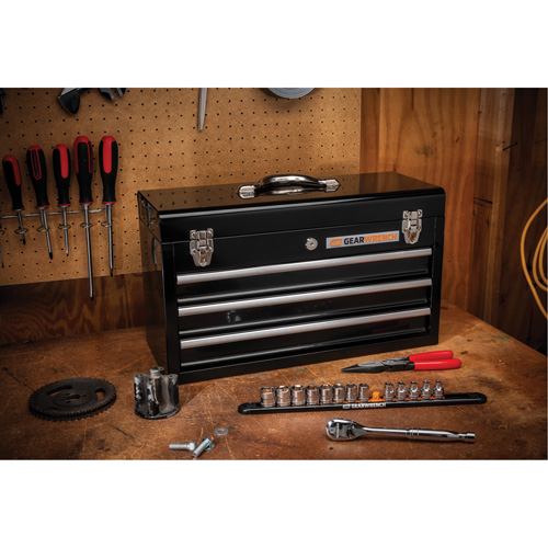 Boîte &agrave; outils portative, 20" la, 3 tiroirs, Noir MAS Chibougamau
