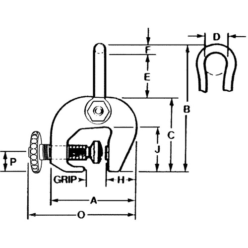 SAC Plate Clamp, 12000 lbs. (6 tons), 0" - 3" Jaw Opening MAS Chibougamau