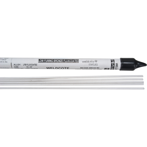36" Cut Length TIG Rods, 1/8", Low Fuming Bronze-flux coated MAS Chibougamau