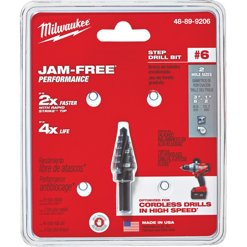 Foret &eacute;tag&eacute; no 6, 3/8" - 1/2", Incr&eacute;ments de 1/16", Acier rapide MAS Chibougamau