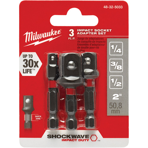 Jeu d'adaptateur de douilles &agrave; chocs Shockwave, 1/4" Prise, Sph&eacute;rique, 1-7/8" lo MAS Chibougamau