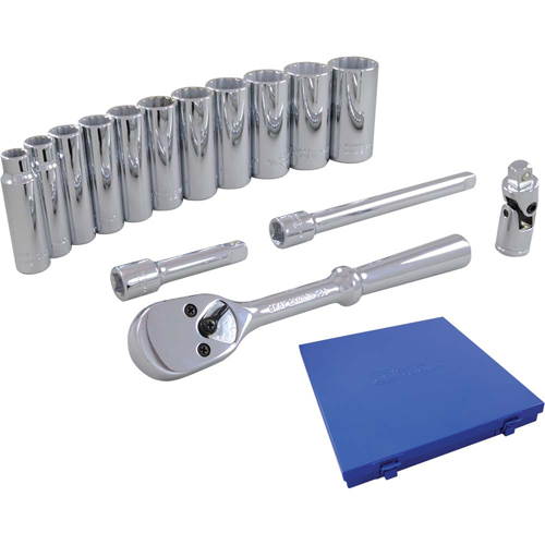 Jeu de douilles et accessoires, 15 Mcx, Prise de 3/8", Profond MAS Chibougamau